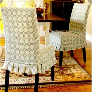 2 Pier 1 Dana dining chair slipcovers in green